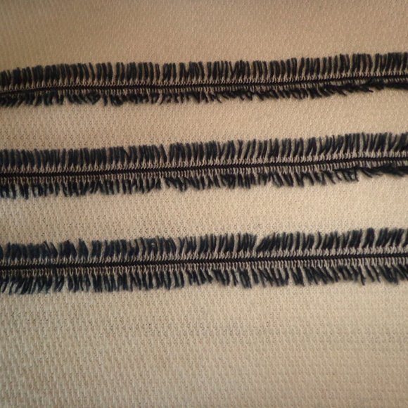 Vince Camuto Sleeveless Dress Pom Pom Hem Stripes Blue/Off Wht - Picture 14 of 14